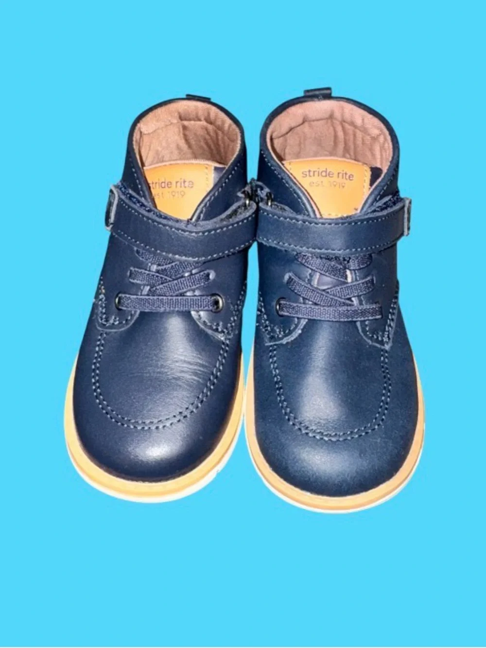 STRIDE Rite NAVY Leather SRTech Quinn Leather Boots boys shoes size 8